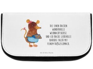 Mr. & Mrs. Panda Kosmetiktasche Maus Kekse - Weiß - Geschenk, Make-Up Tasche, Advent, Winter, Kulturt (1-tlg), Einzigartiges Design